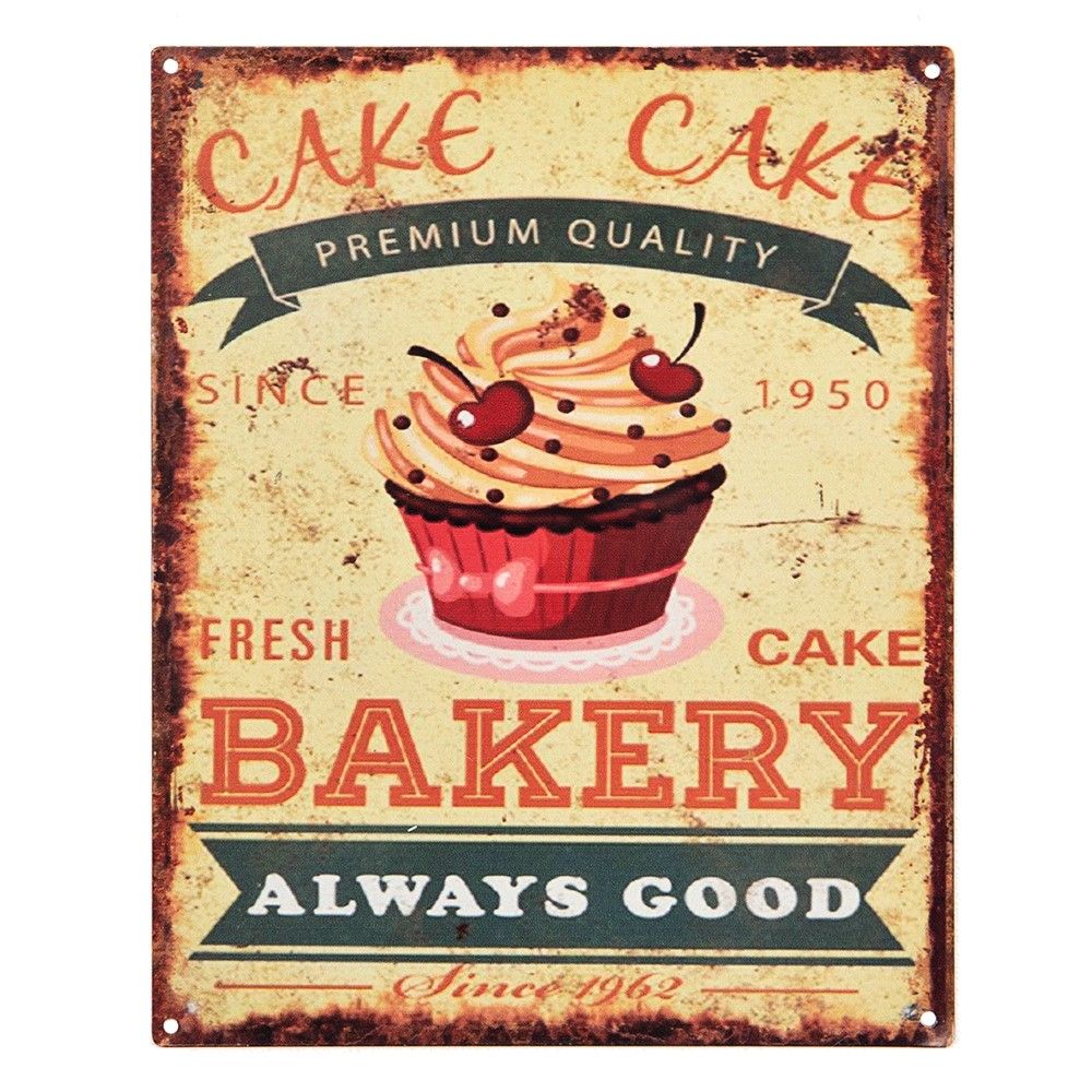 Kovová nástěnná cedule  s dortíčkem Cake  - 20*1*25 cm Clayre & Eef - LaHome - vintage dekorace