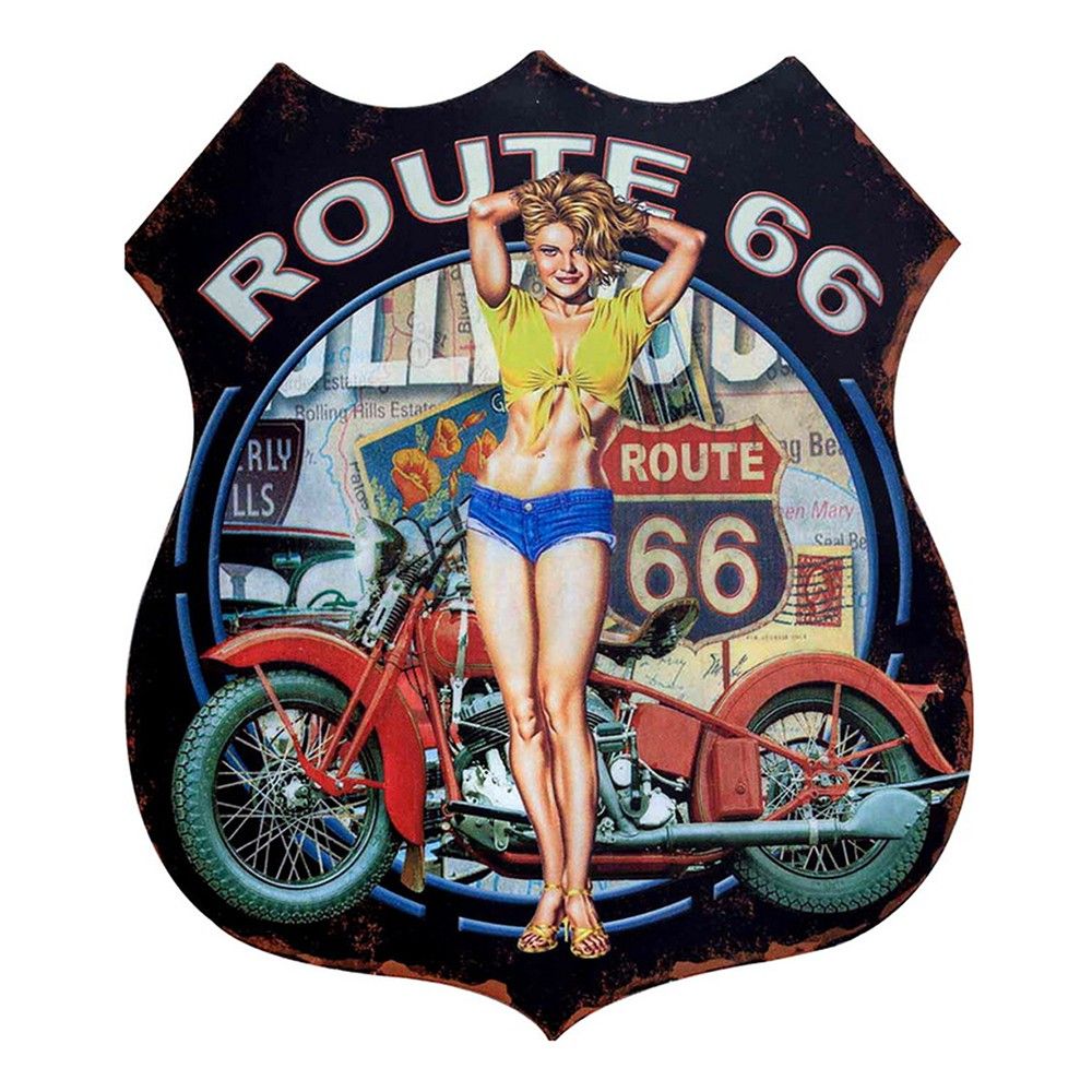 Černá nástěnná kovová cedule Route 66 - 30*1*35 cm Clayre & Eef - LaHome - vintage dekorace