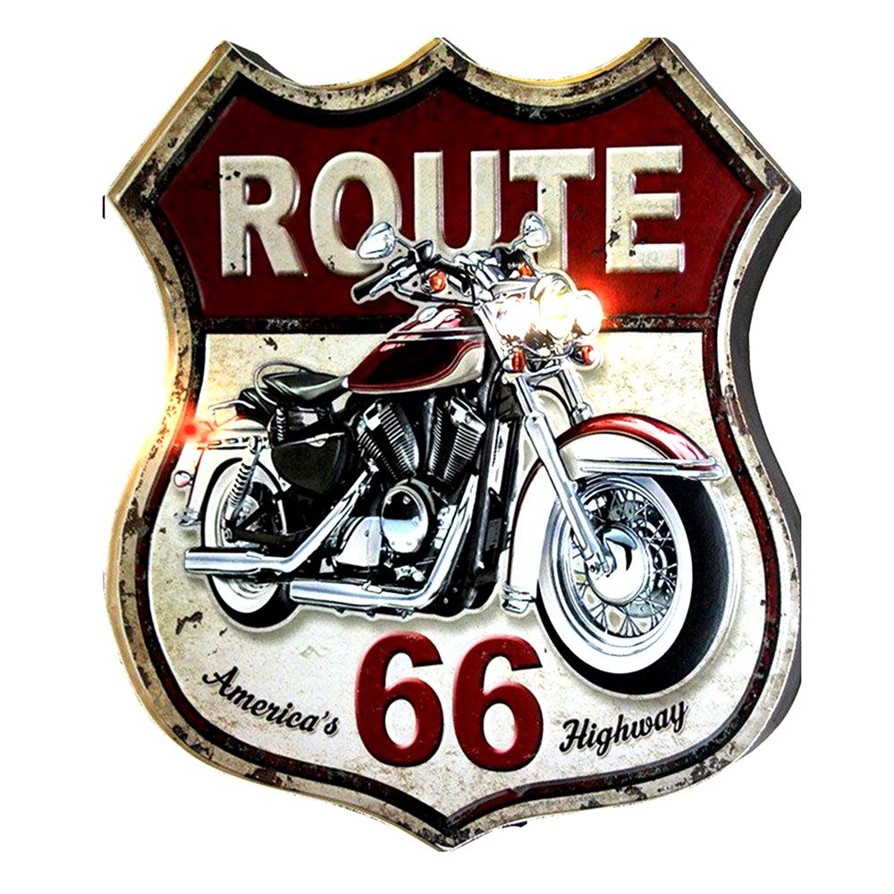 Nástěnná kovová cedule Route 66 - 30*1*35 cm Clayre & Eef - LaHome - vintage dekorace