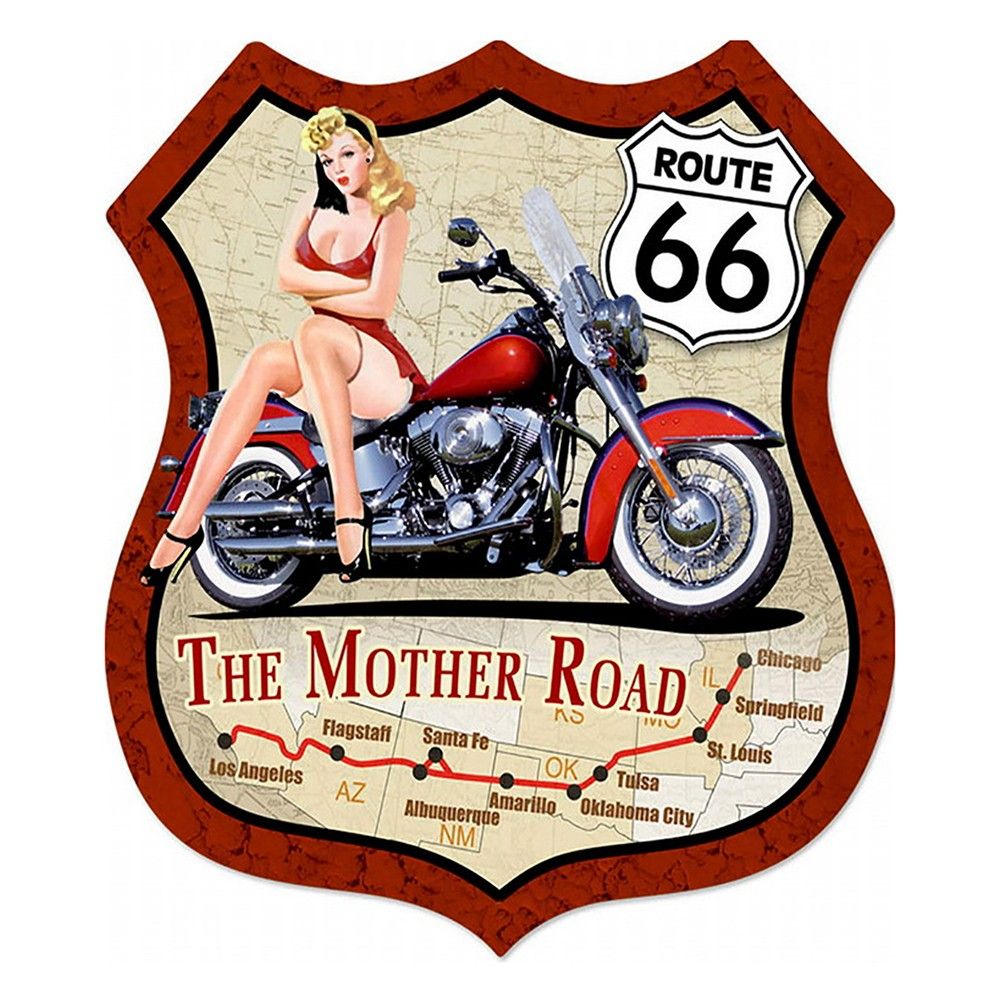 Nástěnná kovová cedule Route 66 - The Mother Road - 30*1*35 cm Clayre & Eef - LaHome - vintage dekorace