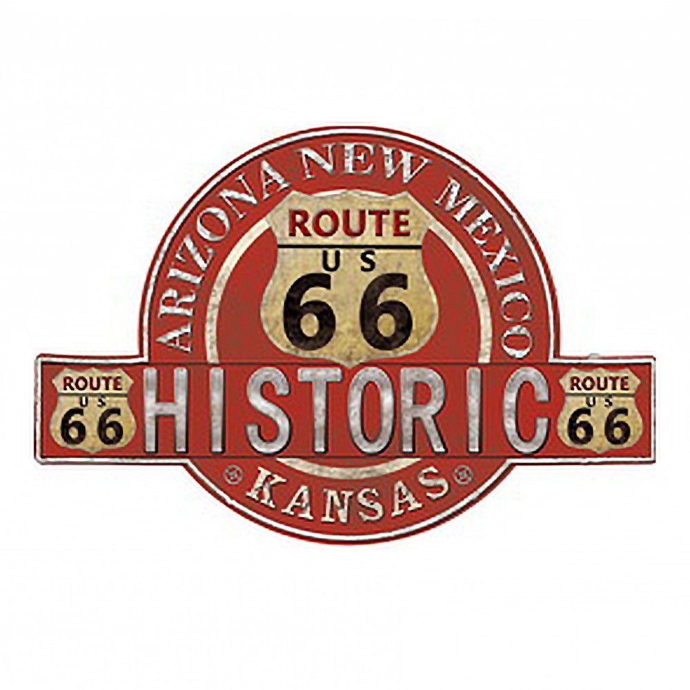 Červená nástěnná kovová cedule Historic Route 66 - 50*1*34 cm Clayre & Eef - LaHome - vintage dekorace