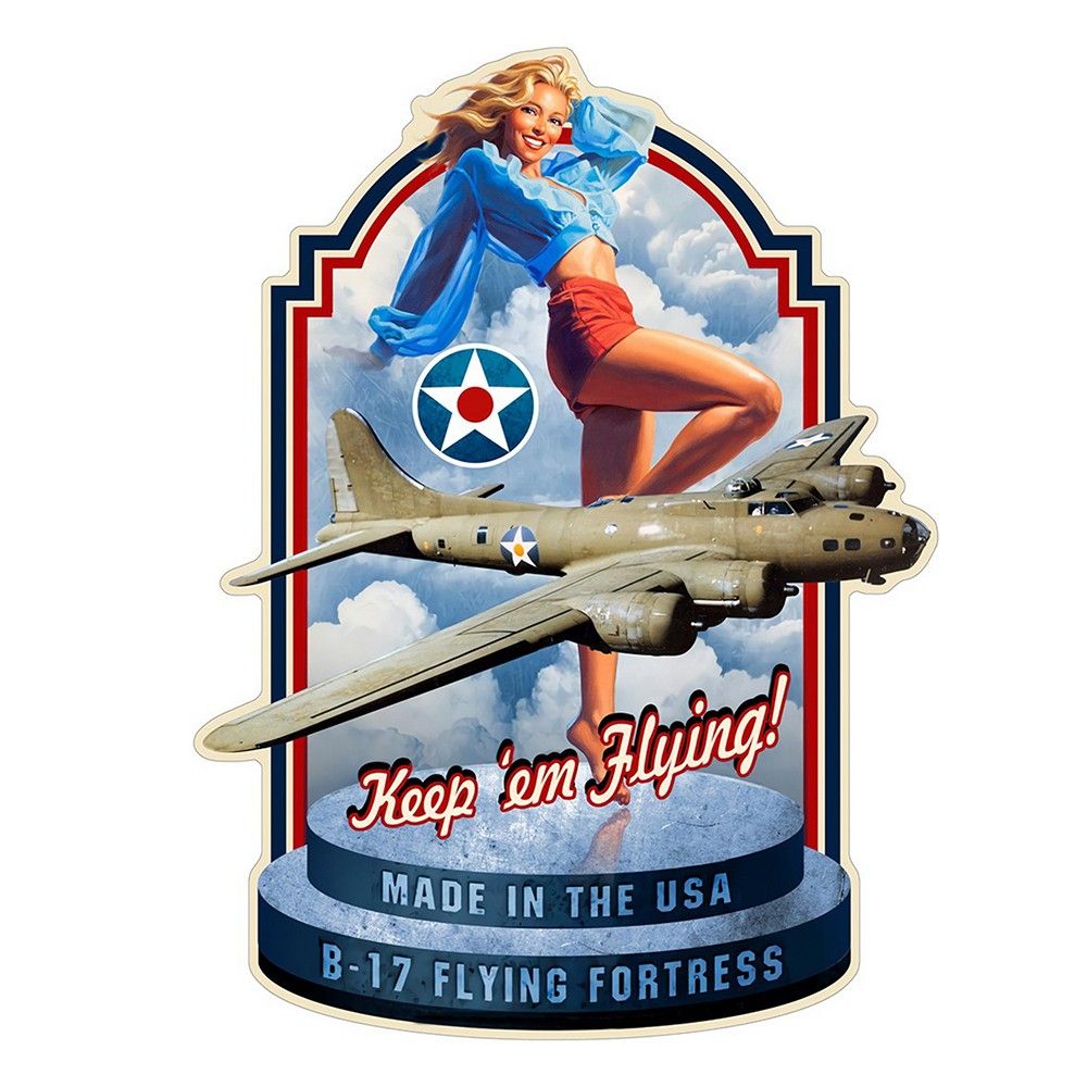 Modrá nástěnná kovová cedule B-17 - 45*1*60 cm Clayre & Eef - LaHome - vintage dekorace
