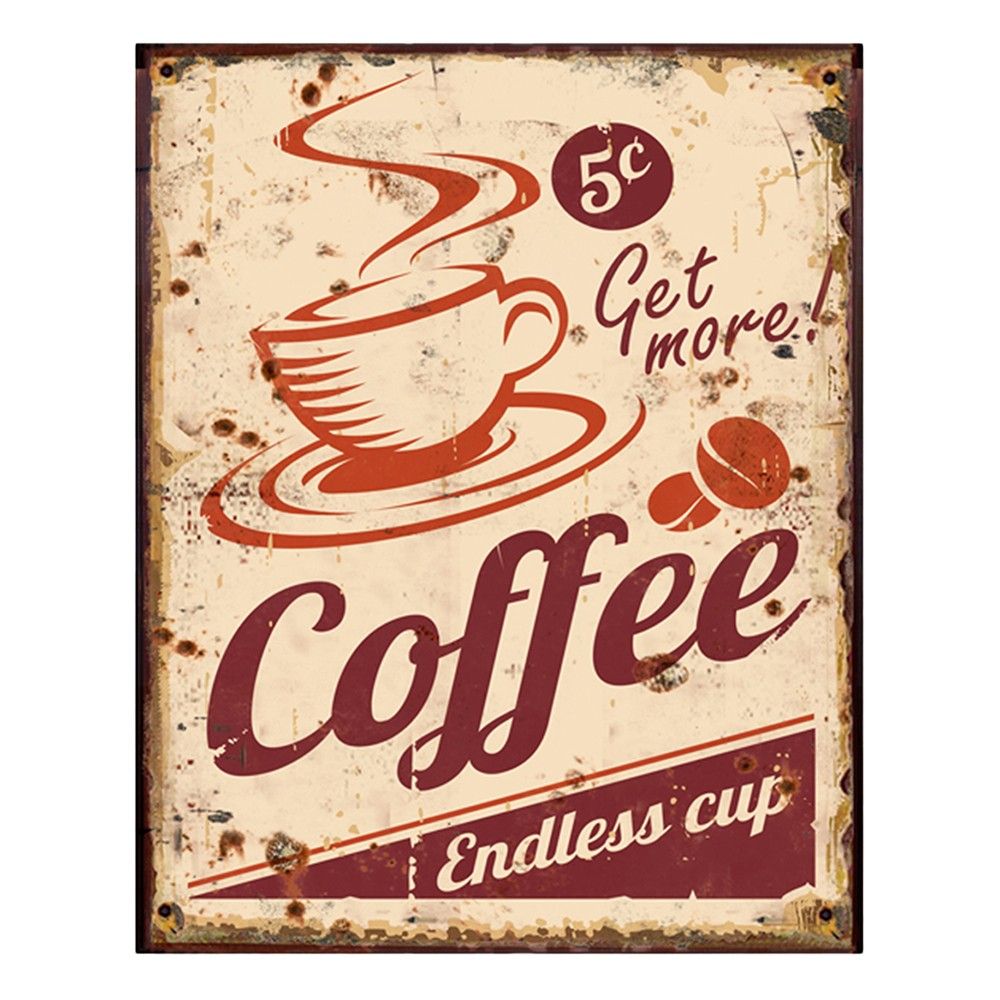 Béžová nástěnná kovová cedule Coffee - 20*1*25 cm Clayre & Eef - LaHome - vintage dekorace