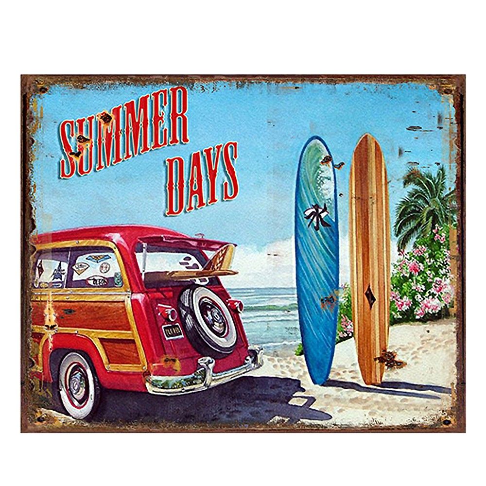 Barevná nástěnná kovová cedule Summer Days - 25*1*20 cm Clayre & Eef - LaHome - vintage dekorace
