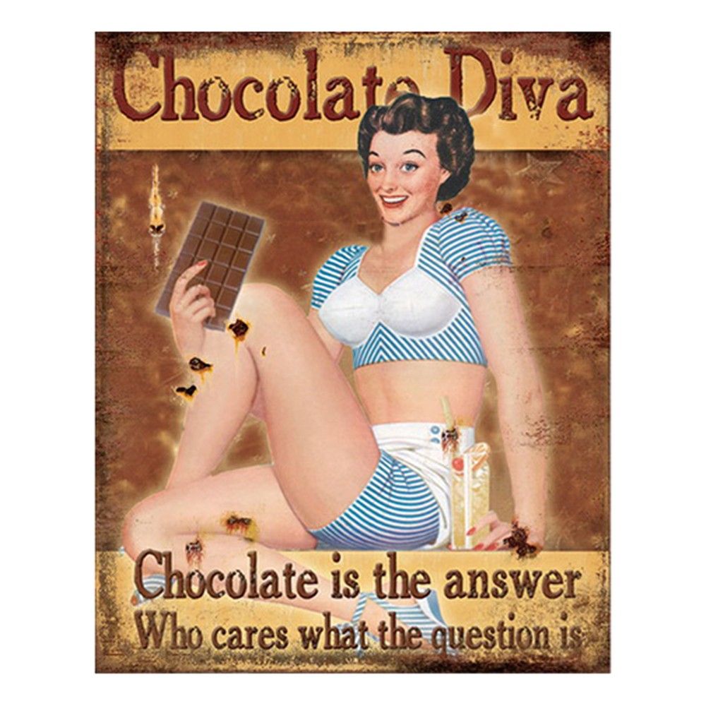 Hnědá nástěnná cedule Chocolate Diva - 20*1*25 cm Clayre & Eef - LaHome - vintage dekorace