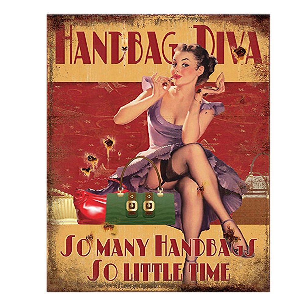Červená nástěnná cedule Handbag Diva - 20*1*25 cm Clayre & Eef - LaHome - vintage dekorace