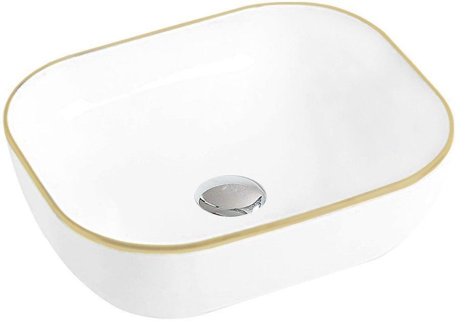 MEXEN - Mirabel umyvadlo na desku 50x40 cm bílá / zlatá 22115005 - Hezká koupelna s.r.o.