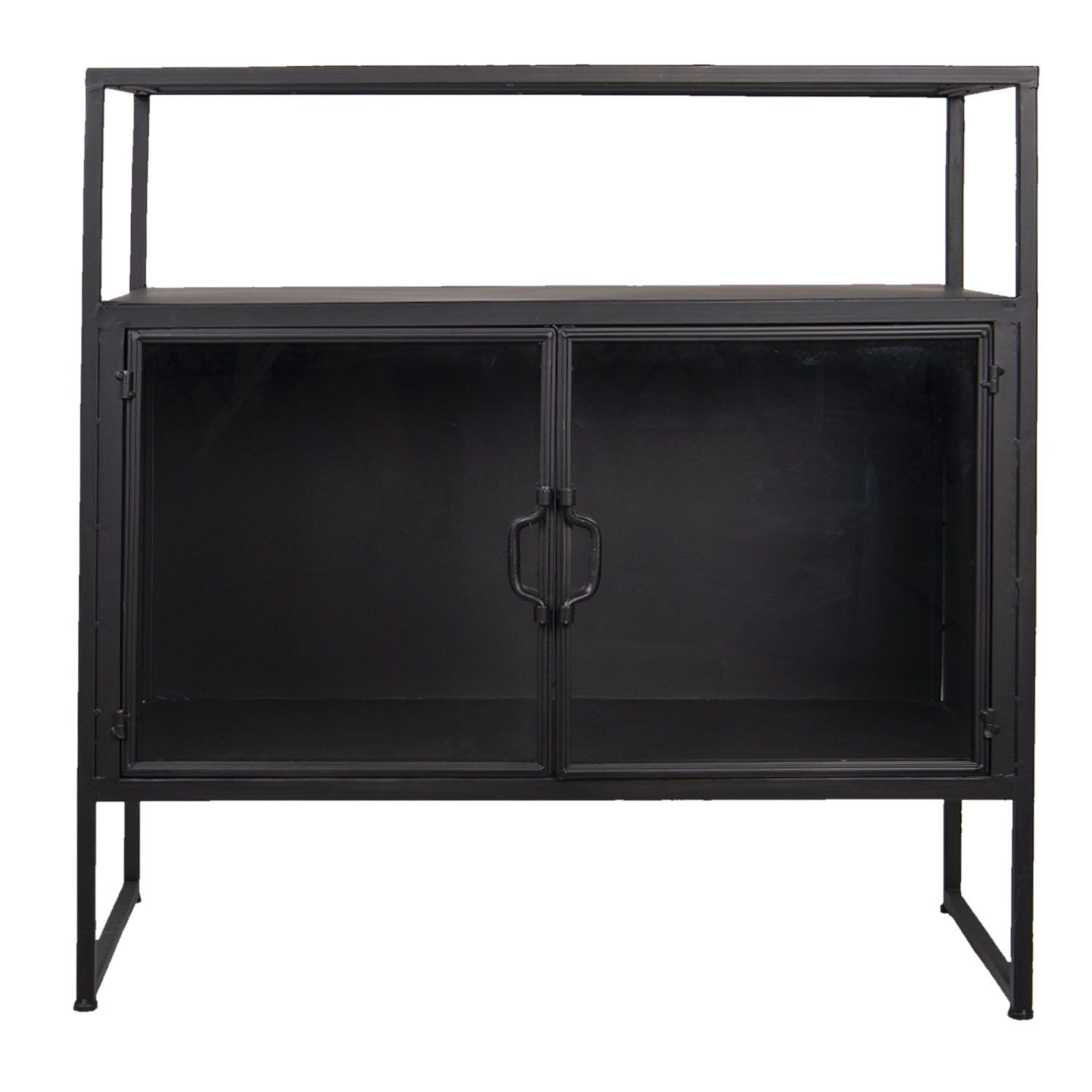 Černá kovová skříňka Black Door s otevíracími dvířky - 80*35*81 cm Clayre & Eef - LaHome - vintage dekorace