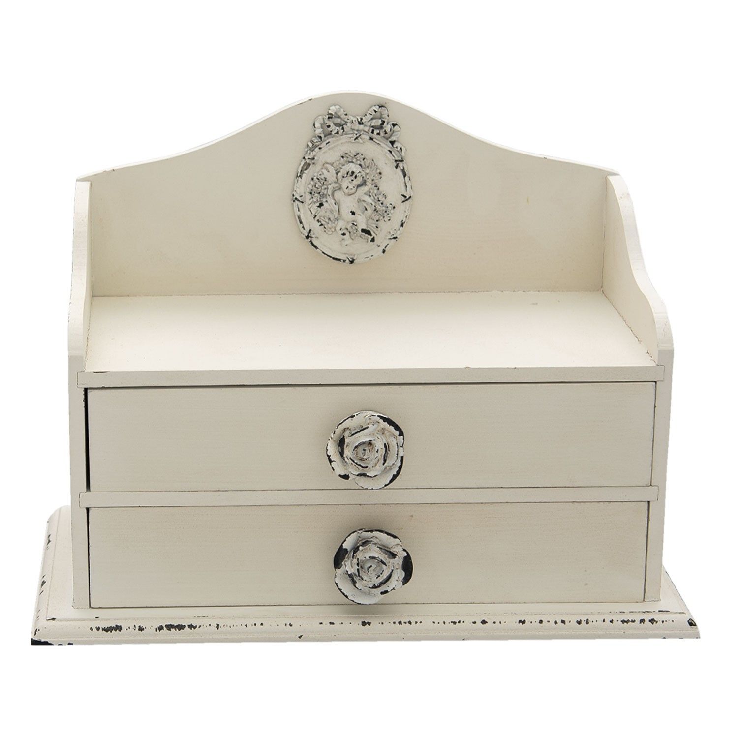 Bílý dřevěný stojan na dopisy se šuplíčky Mollie - 26*14*20 cm Clayre & Eef - LaHome - vintage dekorace