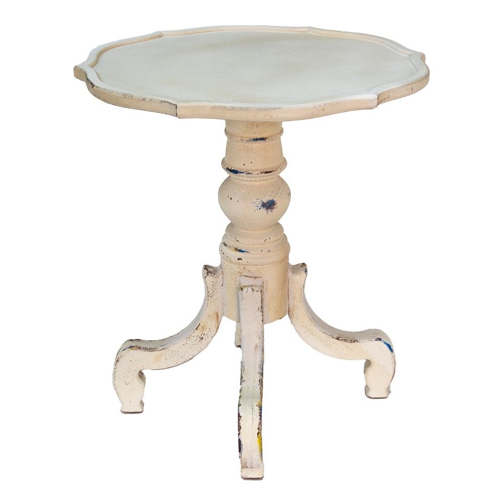 Krémový antik dřevěný odkládací stolek Frances - Ø 65*73 cm Clayre & Eef - LaHome - vintage dekorace