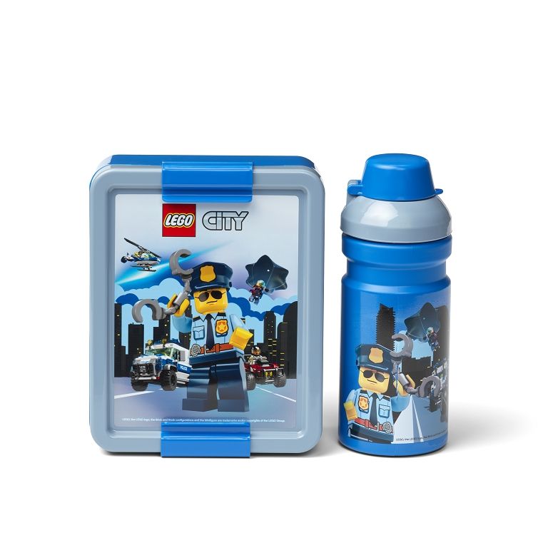 LEGO City svačinový set (láhev a box) - modrá - Domio.cz