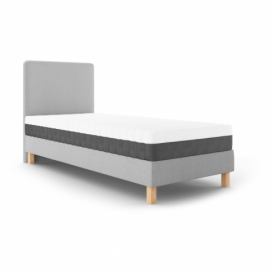 Světle šedá čalouněná jednolůžková postel s roštem 90x200 cm Lotus – Cosmopolitan Design