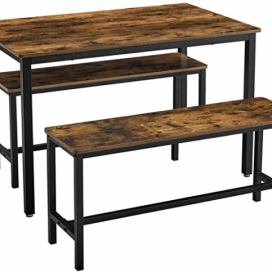 Rongomic Jídelní stůl s lavicemi Vasagle Irma hnědý