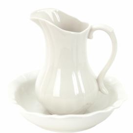 Béžový porcelánový set džbán a mísa French - Ø 24*5 / Ø 13*21 cm Clayre & Eef