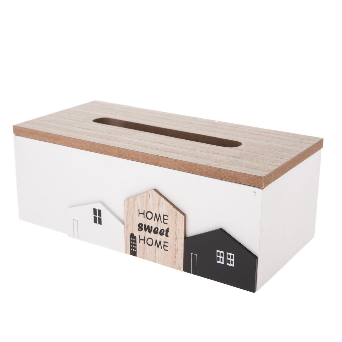 Dřevěný box na kapesníky Home town bílá, 24 x 12 x 9 cm - 4home.cz