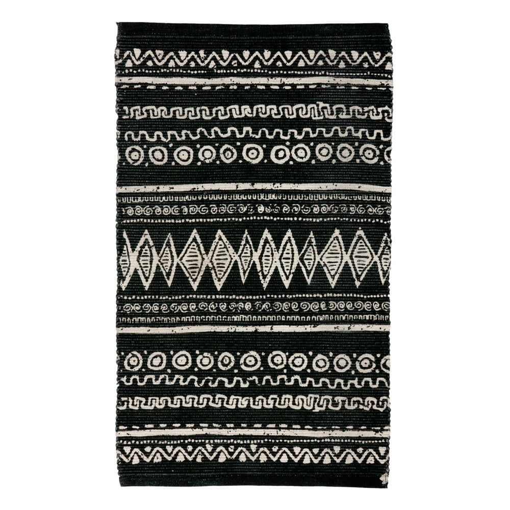 Černo-bílý bavlněný koberec Webtappeti Ethnic, 55 x 180 cm - Bonami.cz