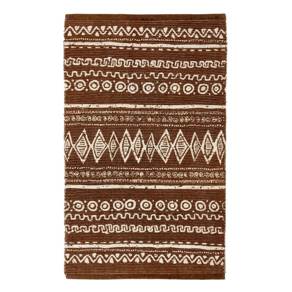 Hnědo-bílý bavlněný koberec Webtappeti Ethnic, 55 x 110 cm - Bonami.cz