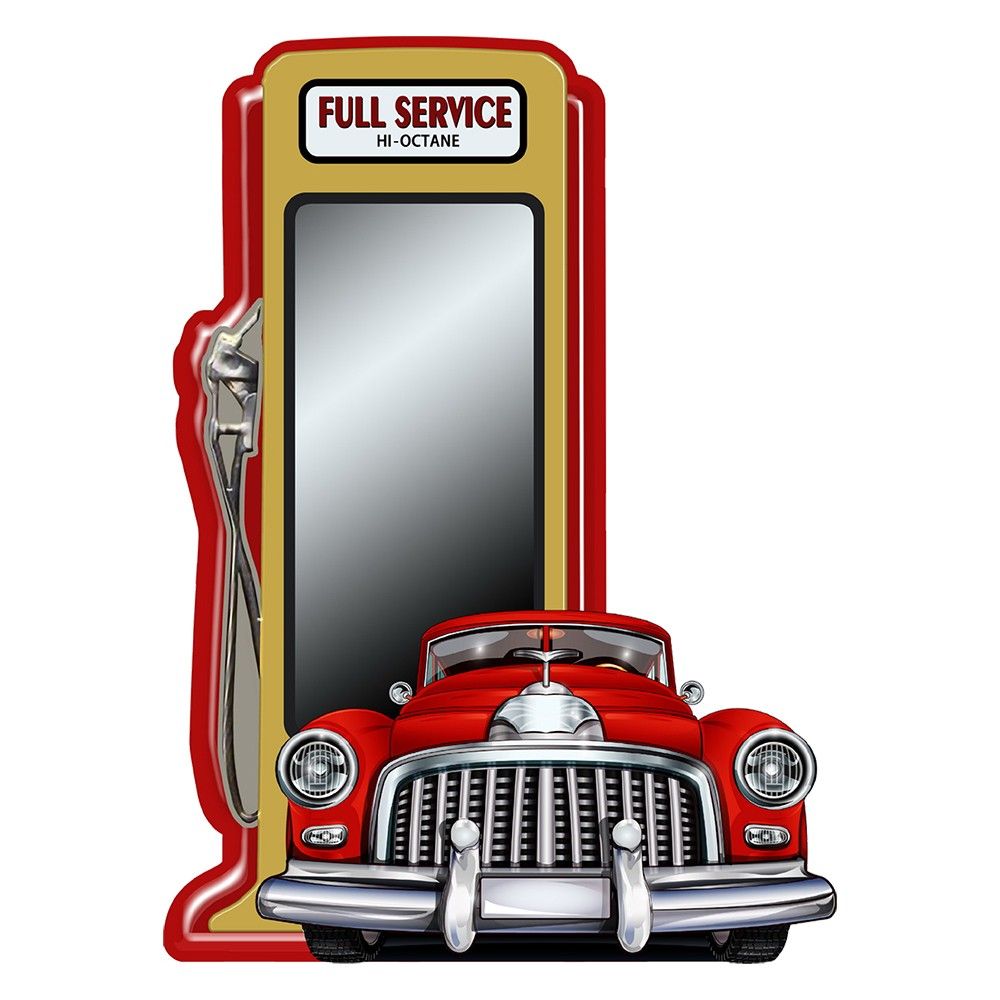 Nástěnné zrcadlo v červeném kovovém rámu Full Service - 49*4*67 cm Clayre & Eef - LaHome - vintage dekorace