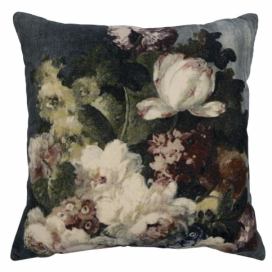 Sametový polštář s dekorem květin Romantic Flowers - 45*45*15cm Mars & More LaHome - vintage dekorace