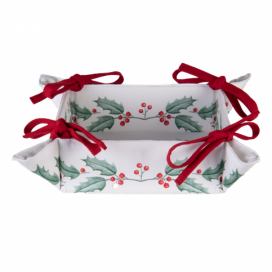 Textilní košík na pečivo Holly Christmas - 35*35*8 cm Clayre & Eef