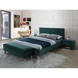 Moderní postel Azurro Velvet 140x200 Zelený / Dub