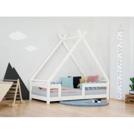 Benlemi Dětská domečková postel TAHUKA ve tvaru týpí s bezpečnostní zábranou Zvolte barvu: Bílá, Rozměr: 80 x 160 cm