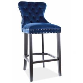 Barová čalouněná židle MARKUS VELVET granátově modrá/černá Mdum