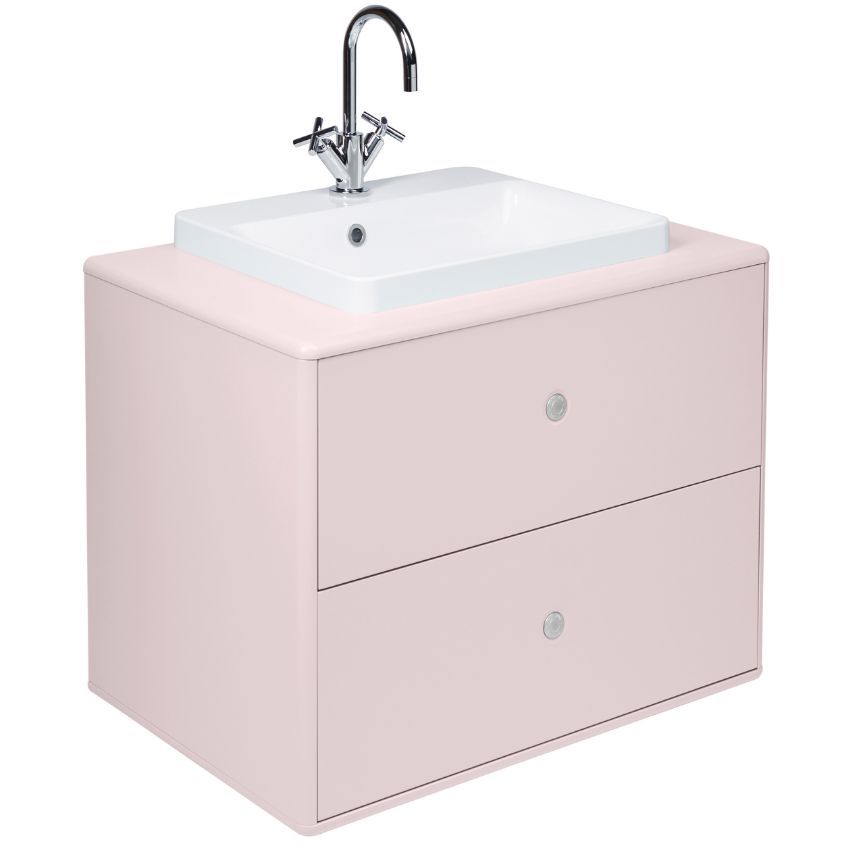 Růžová lakovaná umyvadlová skříňka Tom Tailor Color Bath 62 x 80 cm s umyvadlem - Designovynabytek.cz
