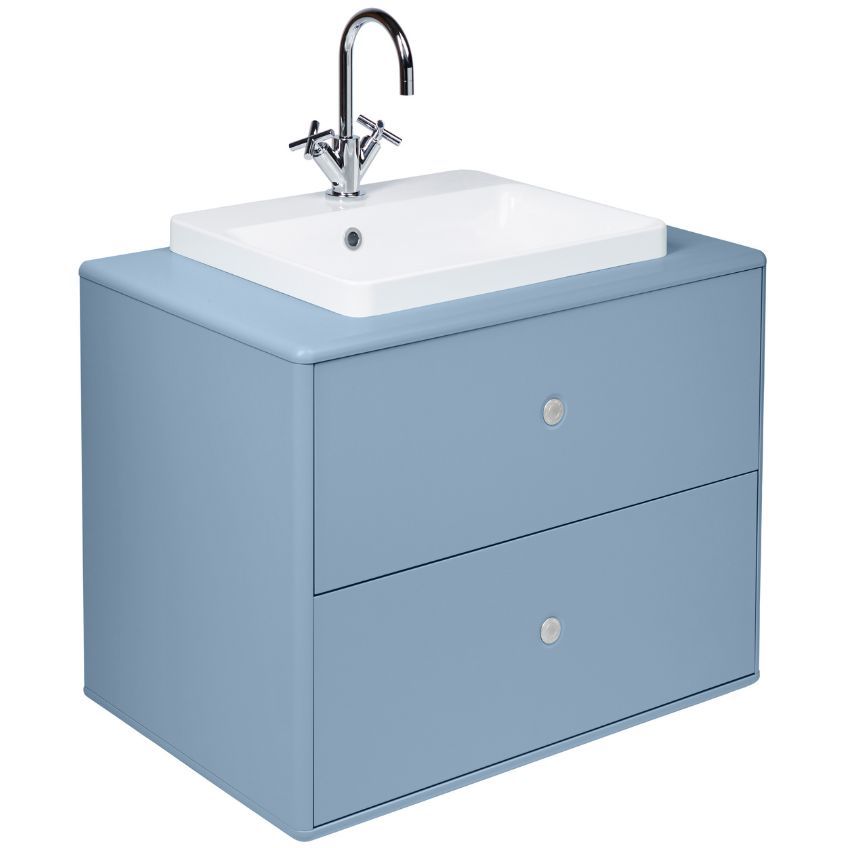 Světle modrá lakovaná umyvadlová skříňka Tom Tailor Color Bath 62 x 80 cm s umyvadlem - Designovynabytek.cz