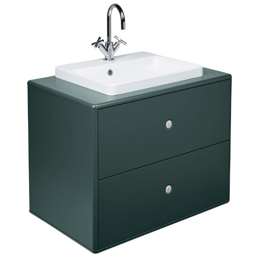 Tmavě zelená lakovaná umyvadlová skříňka Tom Tailor Color Bath 62 x 80 cm s umyvadlem - Designovynabytek.cz