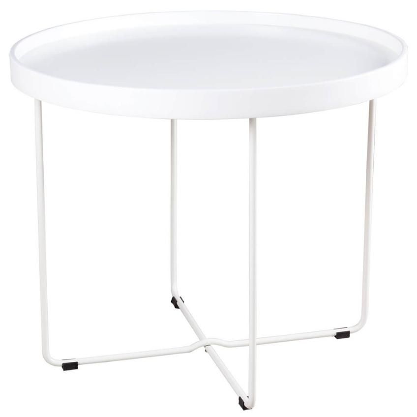 Bílý lakovaný kulatý konferenční stolek Somcasa Dave 60 cm - Designovynabytek.cz