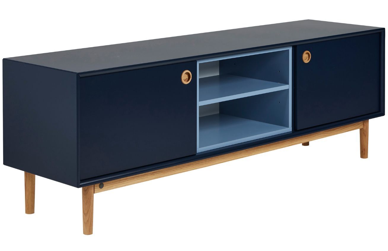 Tmavě modrý lakovaný TV stolek Tom Tailor Color Box 170 x 44 cm - Designovynabytek.cz