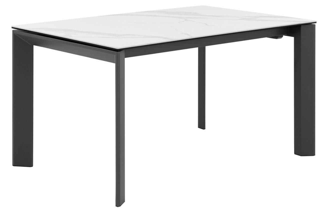 Bílý keramický rozkládací jídelní stůl Somcasa Tamara 160/240 x 90 cm s černou podnoží - Designovynabytek.cz