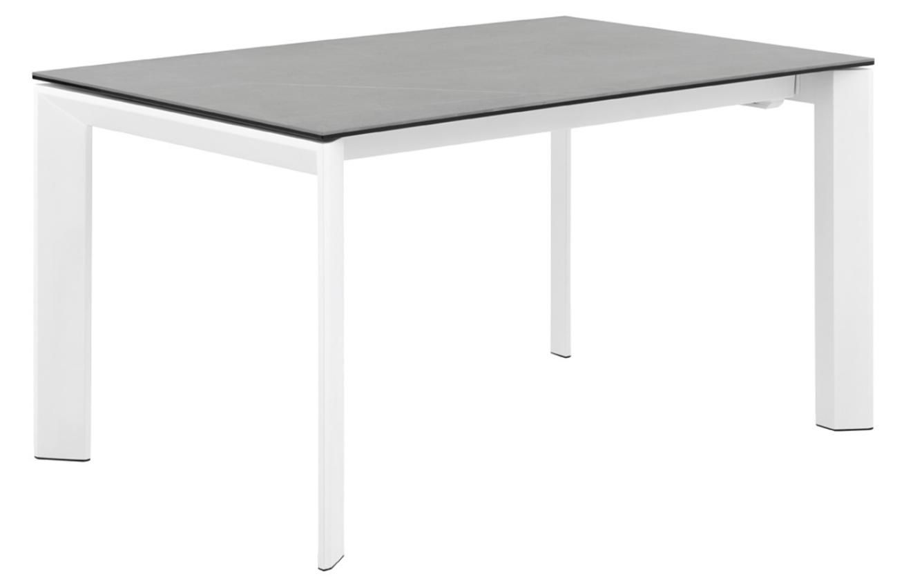 Světle šedý keramický rozkládací jídelní stůl Somcasa Tamara 160/240 x 90 cm s bílou podnoží - Designovynabytek.cz