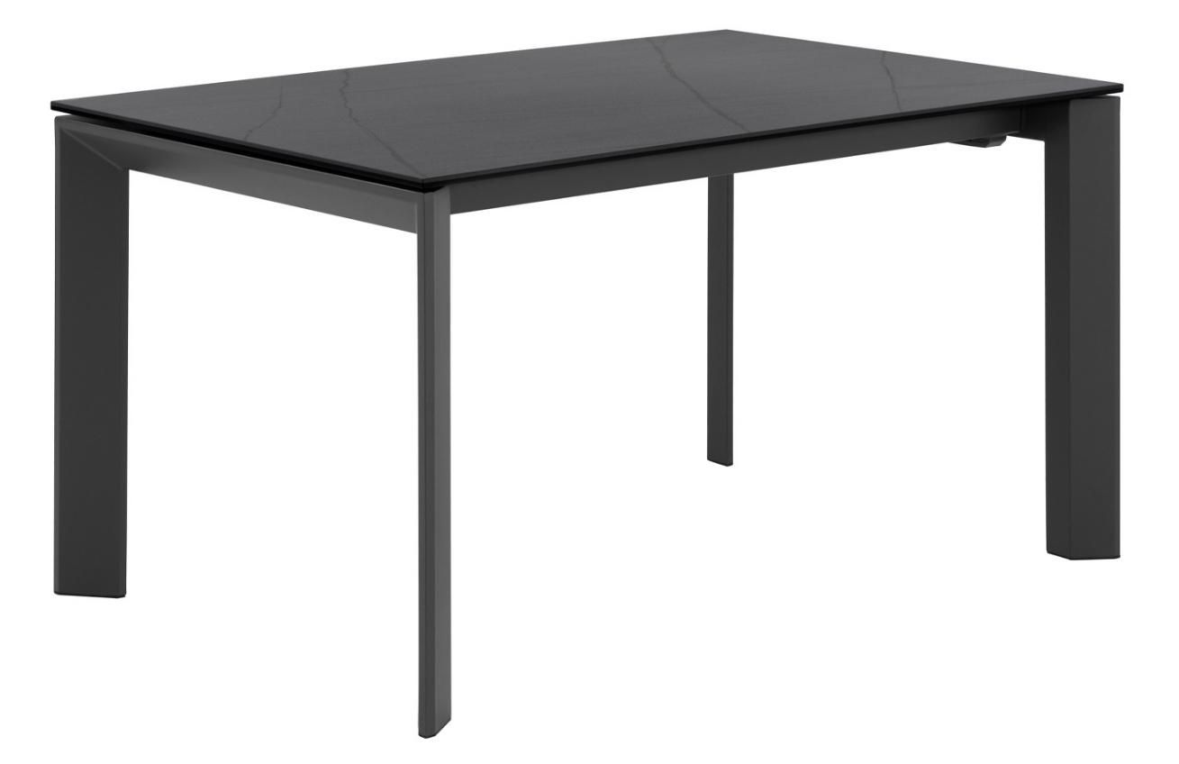 Tmavě šedý keramický rozkládací jídelní stůl Somcasa Lisa 140/200 x 90 cm s černou podnoží - Designovynabytek.cz