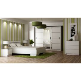 Ložnice SANDINO bílá (postel 160, skříň, komoda, 2 noční stolky) Mdum