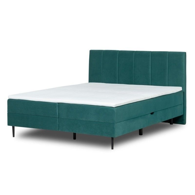 Hector Kontinentální velurová postel Roma 160x200 cm zelená - Houseland.cz