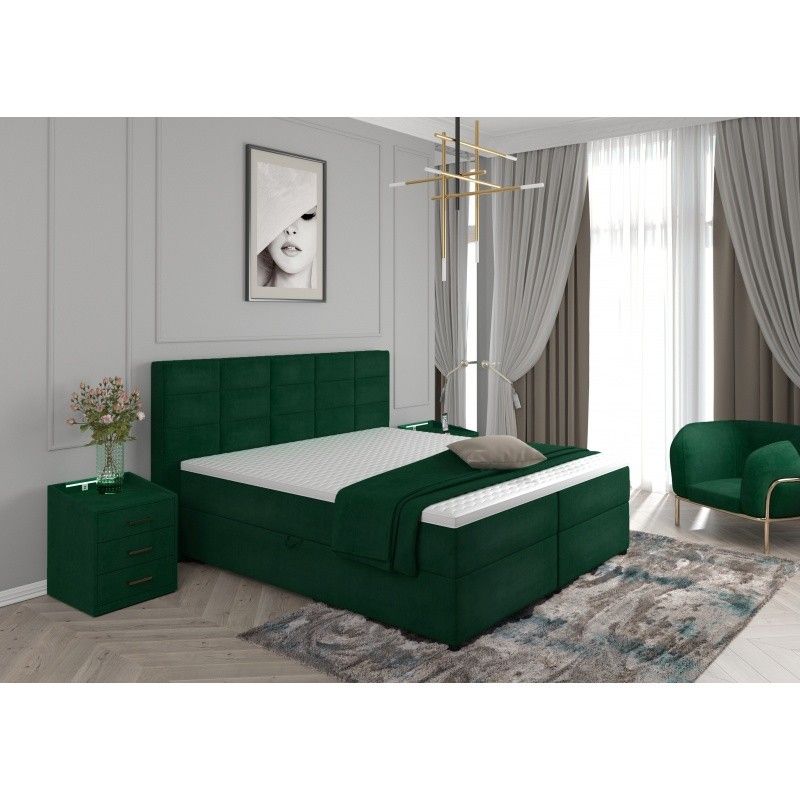 Hector Kontinentální velurová postel Limea 180x200 cm zelená - Houseland.cz