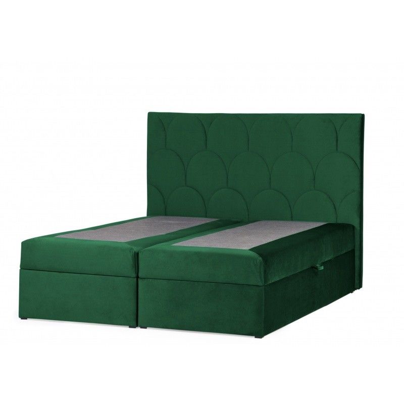 Hector Kontinentální velurová postel Azala 160x200 cm tmavě zelená - Houseland.cz