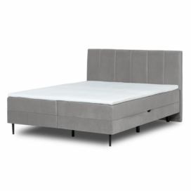 Hector Kontinentální velurová postel Roma 140x200 cm šedá