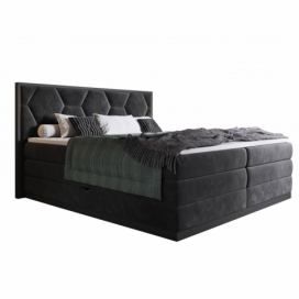 Hector Kontinentální velurová postel Galia 180x200 cm černá