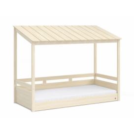 CLK Domečková postel s dřevěnou střechou Fairy-dub svělý