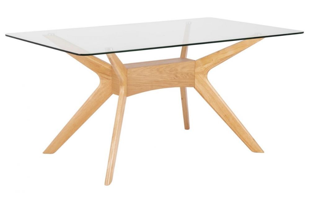 Skleněný jídelní stůl Somcasa Della 200 x 100 cm s dubovou podnoží - Designovynabytek.cz