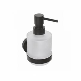 Černý skleněný nástěnný dávkovač mýdla Sapho X-Round, 200 ml
