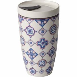Modro-bílý porcelánový termohrnek Villeroy & Boch Like To Go, 350 ml