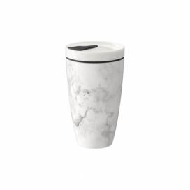 Šedo-bílý porcelánový termohrnek Villeroy & Boch Like To Go, 350 ml