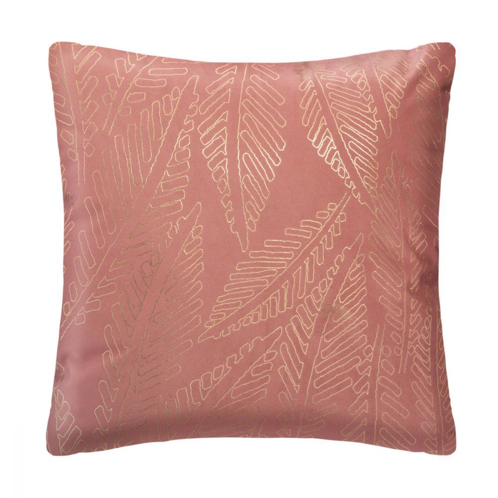 Atmosphera Dekorační polštář, 40 x 40, růžový, s motivem zlatých listů - EMAKO.CZ s.r.o.