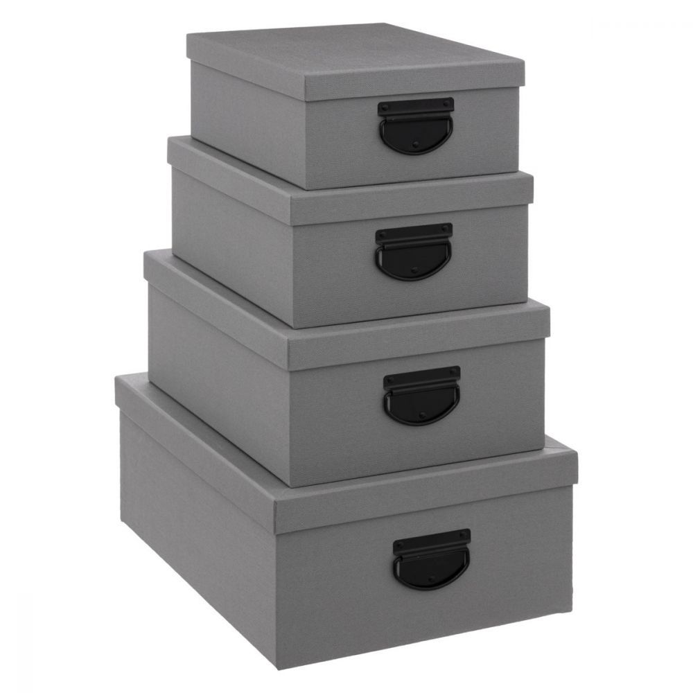 5five Simply Smart Sada úložných boxů s víkem, lepenkové, 4 ks, šedá barva - EMAKO.CZ s.r.o.