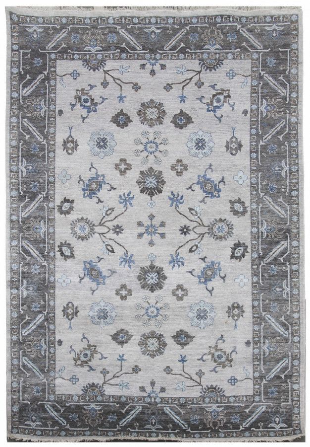 Diamond Carpets koberce Ručně vázaný kusový koberec Diamond DC-USHAK silver/black - 180x275 cm - Mujkoberec.cz