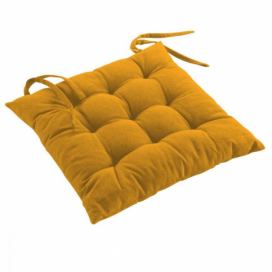 Douceur d\'intérieur Podsedák na židli MISTRAL, recyklovaná bavlna, 40 x 40 cm, žlutý
